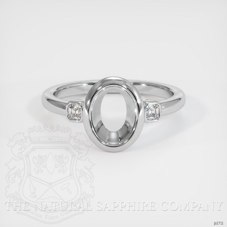18K White Gold Three Stone Ring Setting