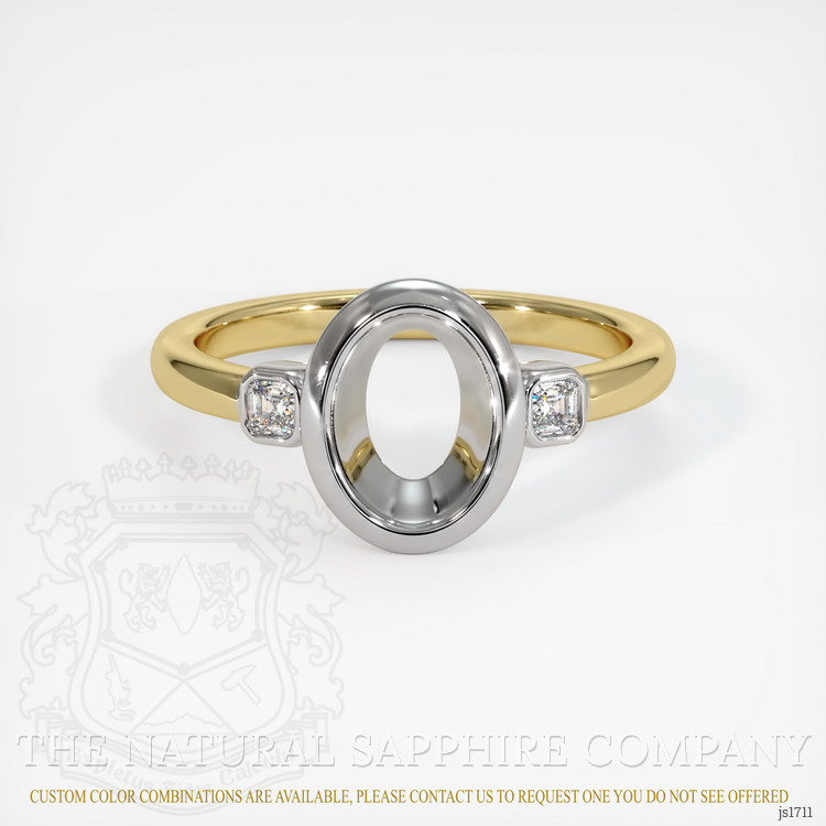 14K White & Yellow Three Stone Ring Setting