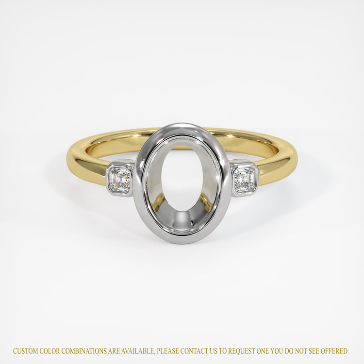 14K White & Yellow Three Stone Ring Setting