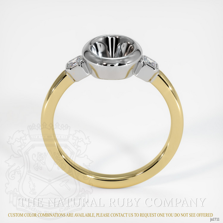 14K White & Yellow Three Stone Ring Setting