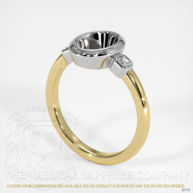 18K White & Yellow Three Stone Ring Setting