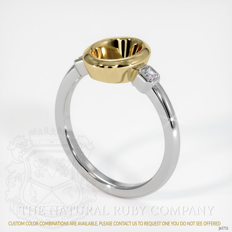 14K Yellow & White Three Stone Ring Setting