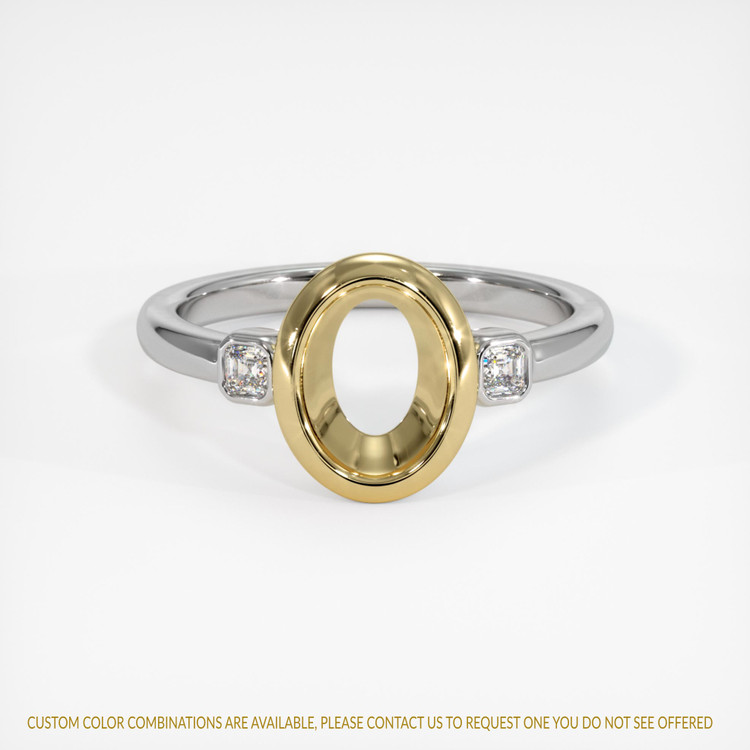 14K Yellow & White Three Stone Ring Setting