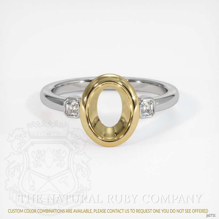 14K Yellow & White Three Stone Ring Setting