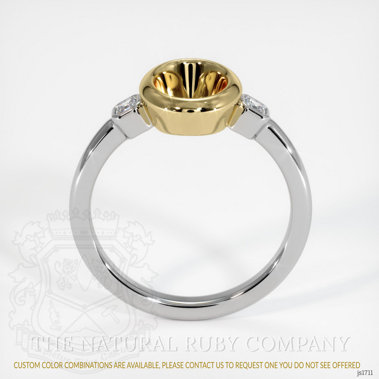 14K Yellow & White Three Stone Ring Setting