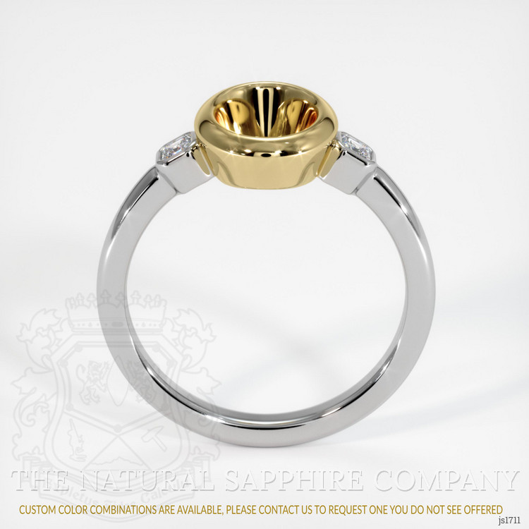 14K Yellow & White Three Stone Ring Setting