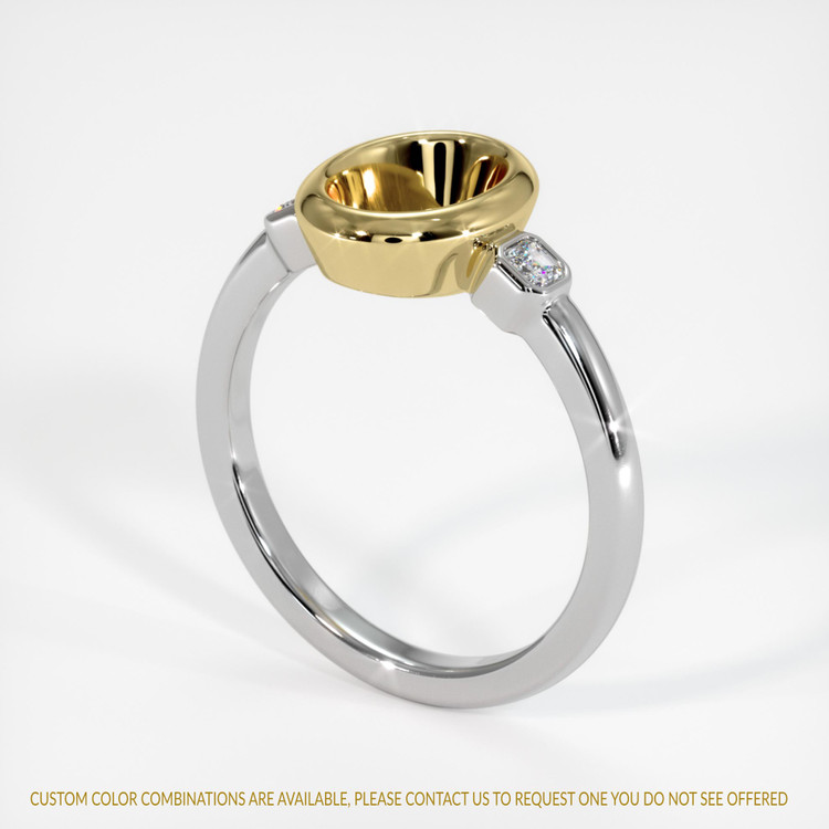 18K Yellow & White Three Stone Ring Setting