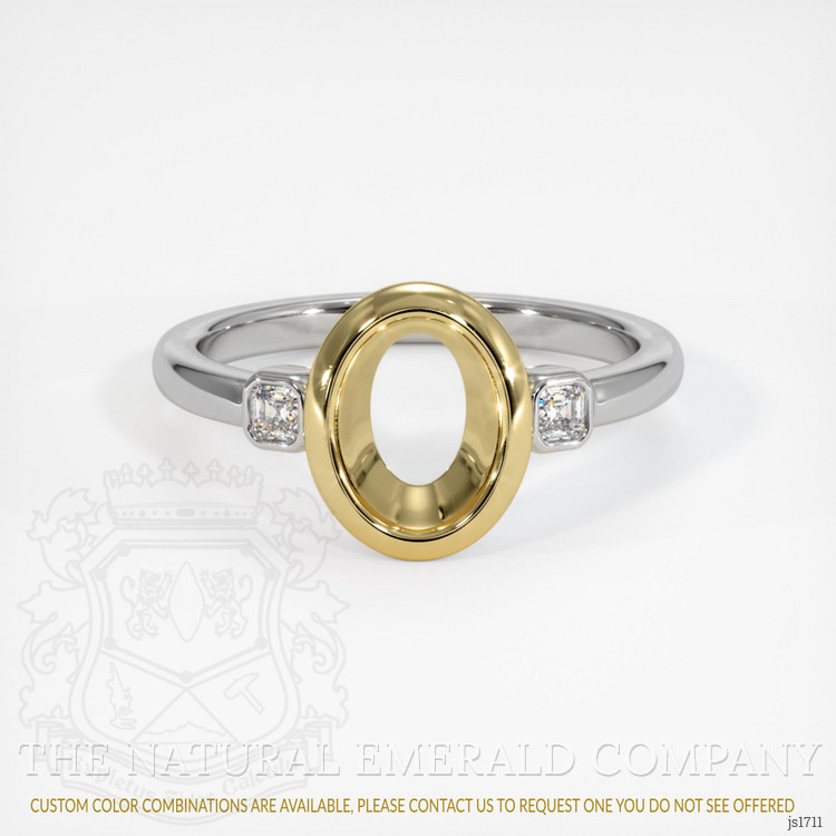 18K Yellow & White Three Stone Ring Setting