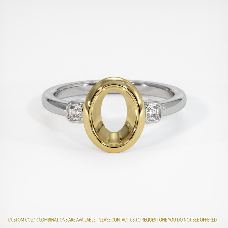 18K Yellow & White Three Stone Ring Setting