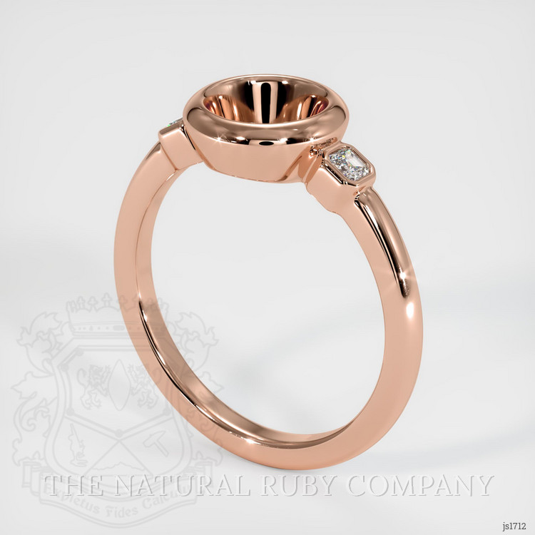 14K Rose Gold Three Stone Ring Setting