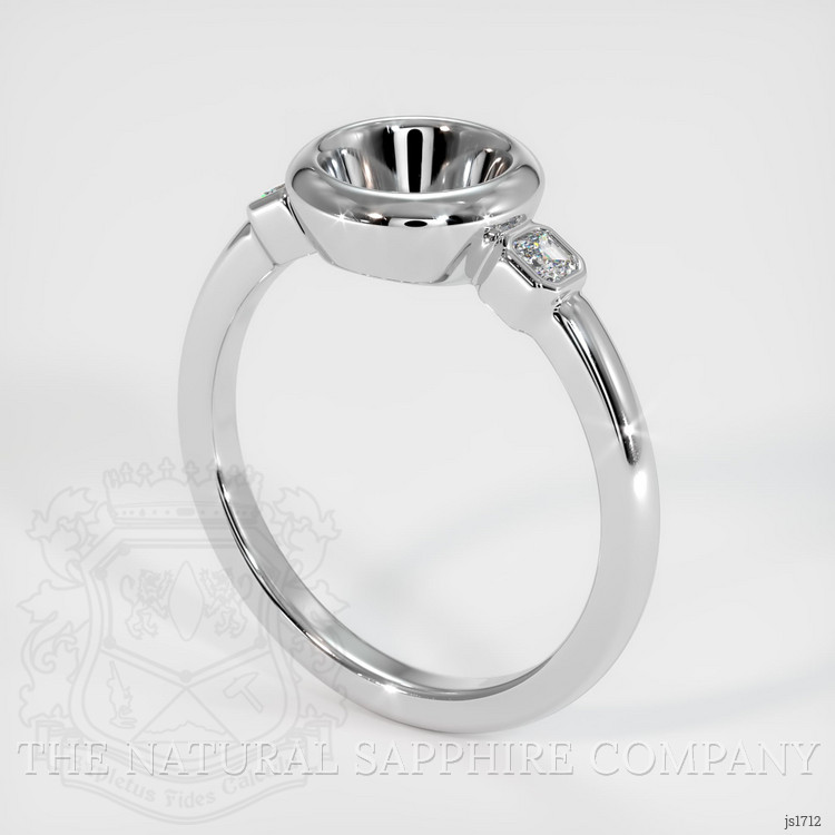 14K White Gold Three Stone Ring Setting