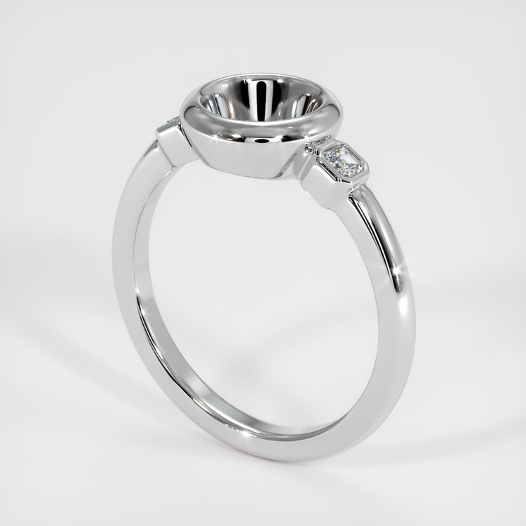 18K White Gold Three Stone Ring Setting
