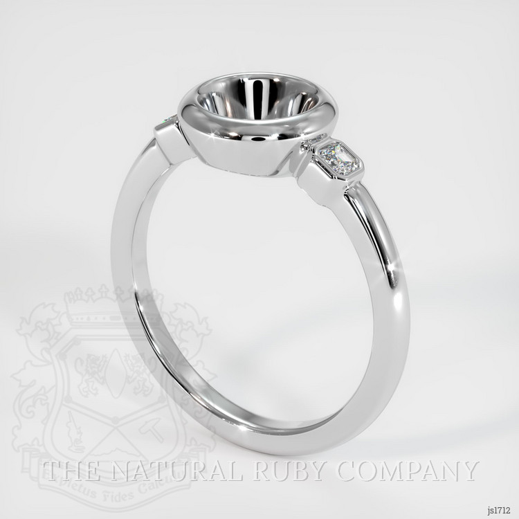 18K White Gold Three Stone Ring Setting