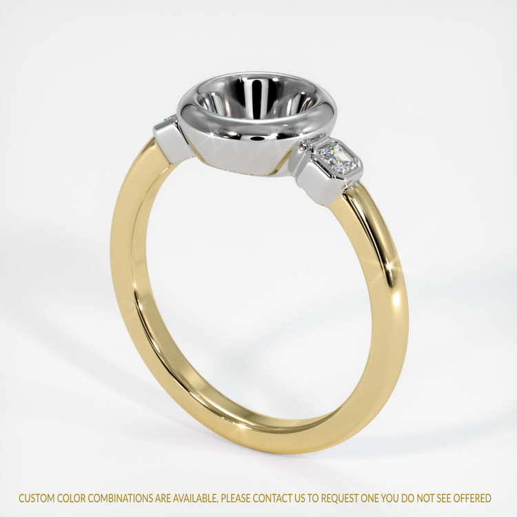 14K White & Yellow Three Stone Ring Setting