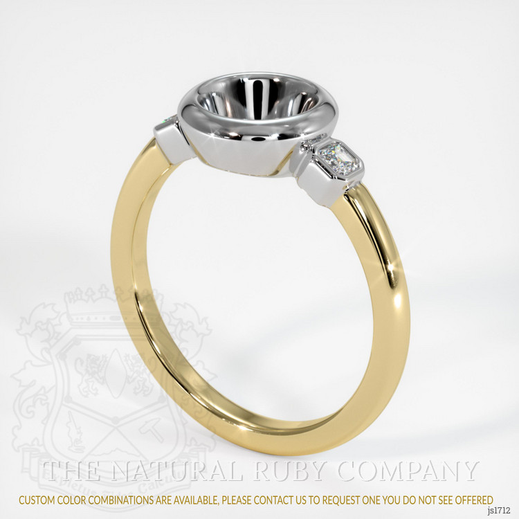 14K White & Yellow Three Stone Ring Setting