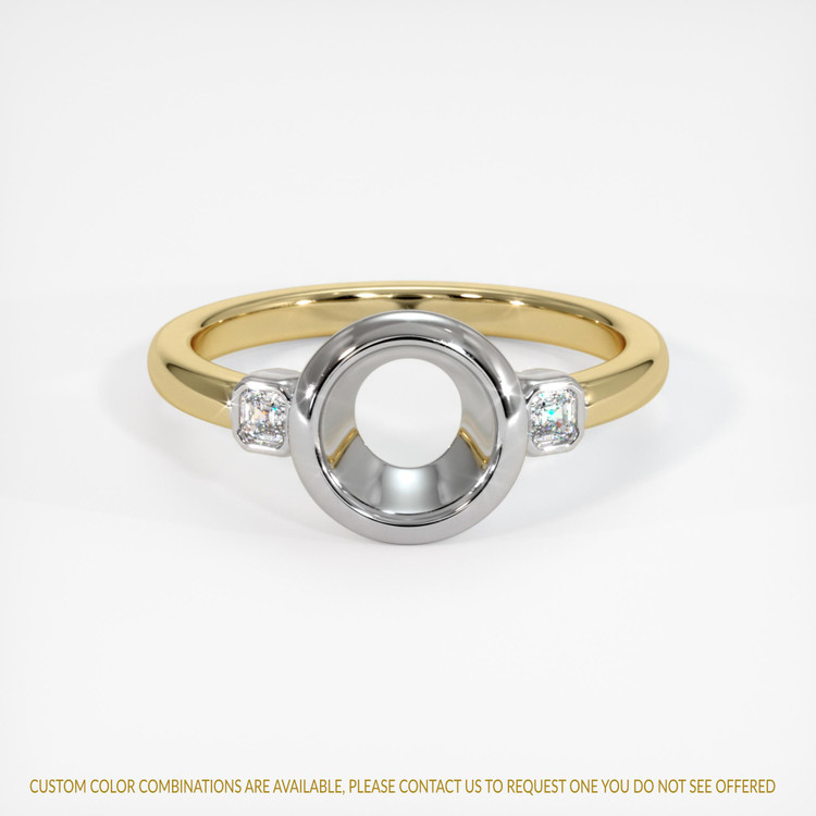 14K White & Yellow Three Stone Ring Setting