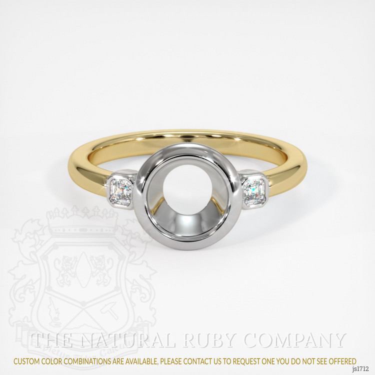 14K White & Yellow Three Stone Ring Setting