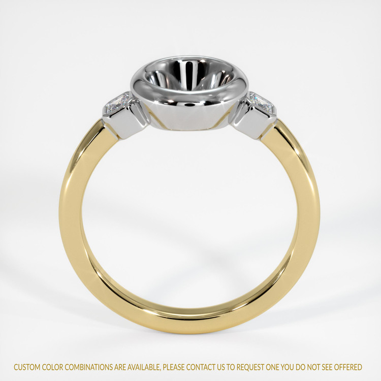 14K White & Yellow Three Stone Ring Setting
