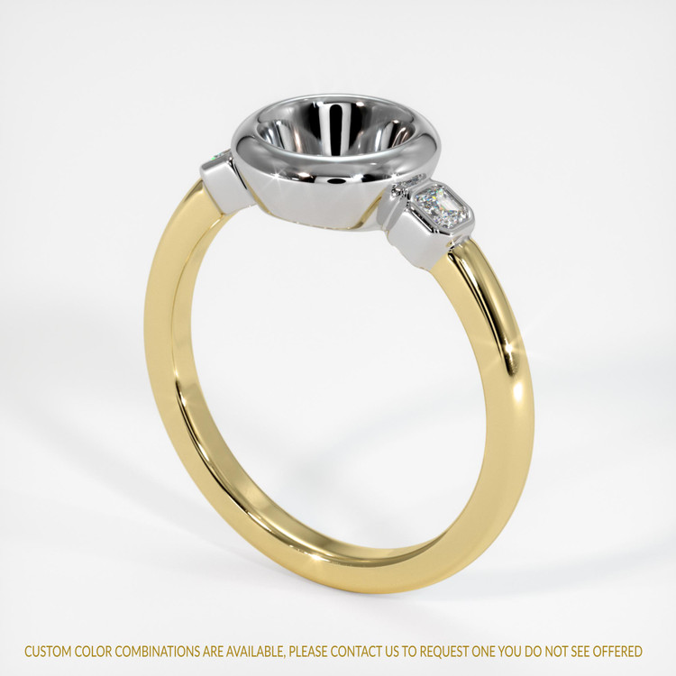 18K White & Yellow Three Stone Ring Setting