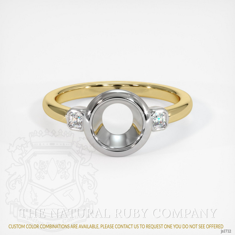 18K White & Yellow Three Stone Ring Setting