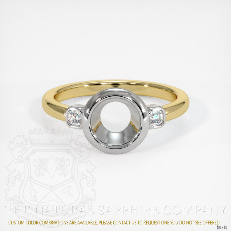 18K White & Yellow Three Stone Ring Setting