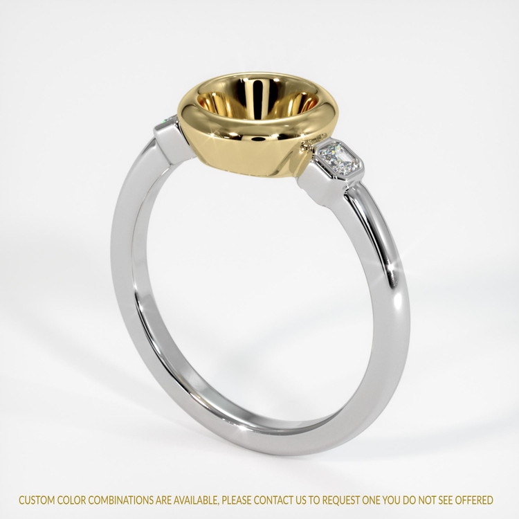 14K Yellow & White Three Stone Ring Setting
