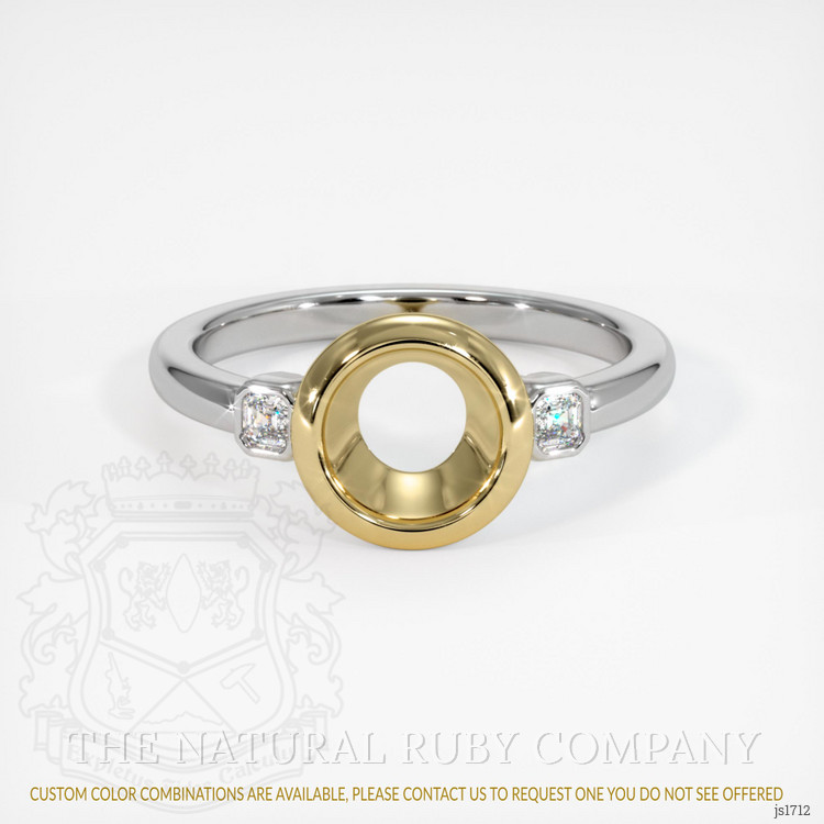 14K Yellow & White Three Stone Ring Setting