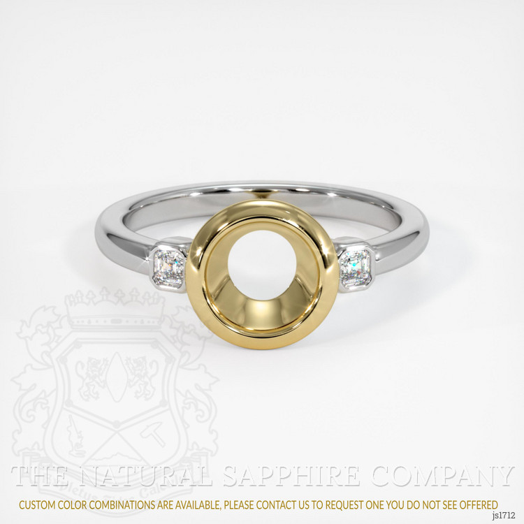 14K Yellow & White Three Stone Ring Setting