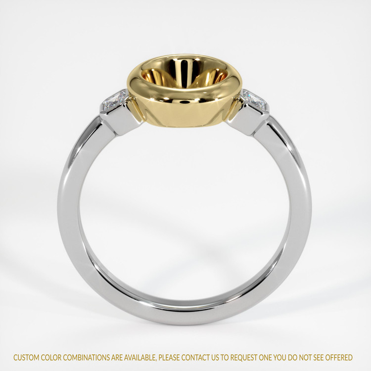 14K Yellow & White Three Stone Ring Setting