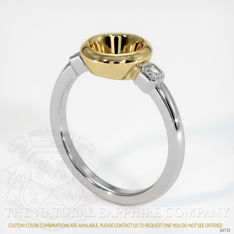 18K Yellow & White Three Stone Ring Setting