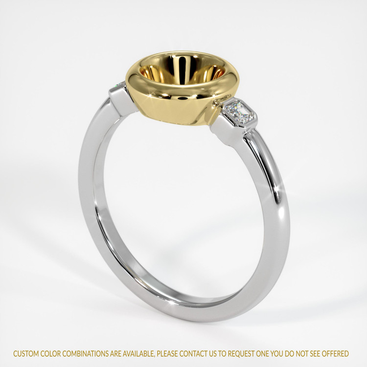 18K Yellow & White Three Stone Ring Setting