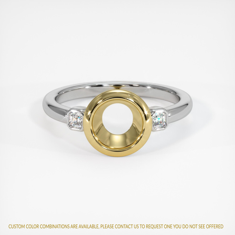 18K Yellow & White Three Stone Ring Setting