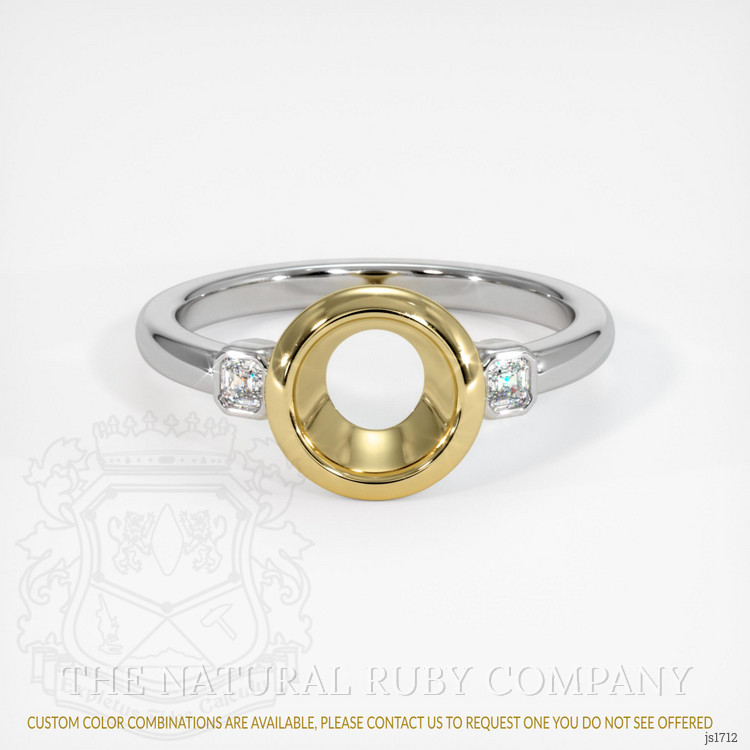 18K Yellow & White Three Stone Ring Setting