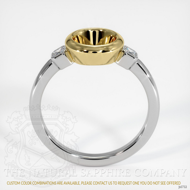 18K Yellow & White Three Stone Ring Setting