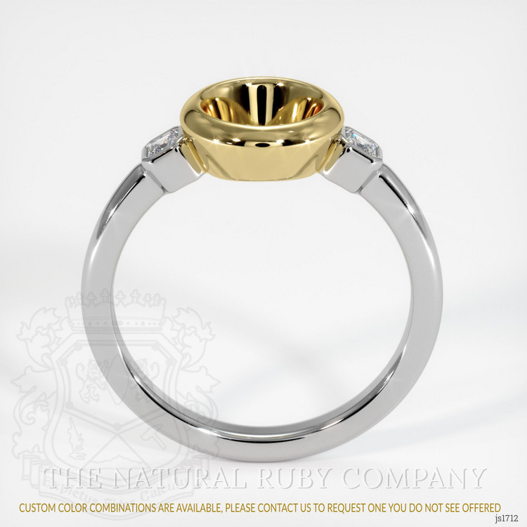 18K Yellow & White Three Stone Ring Setting