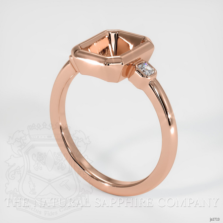 14K Rose Gold Three Stone Ring Setting