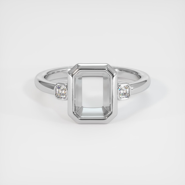 18K White Gold Three Stone Ring Setting