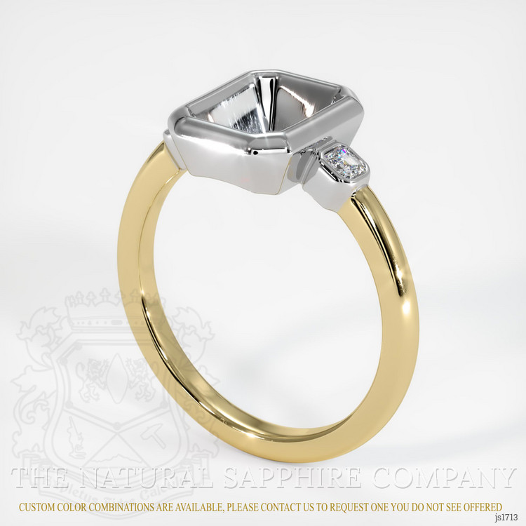 14K White & Yellow Three Stone Ring Setting