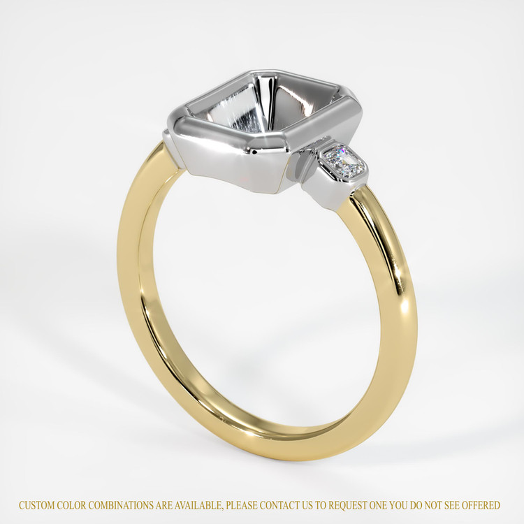 14K White & Yellow Three Stone Ring Setting