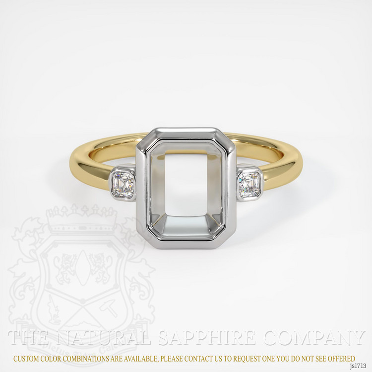 14K White & Yellow Three Stone Ring Setting