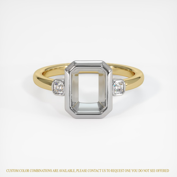 14K White & Yellow Three Stone Ring Setting