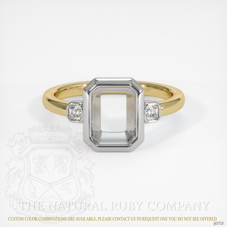 14K White & Yellow Three Stone Ring Setting