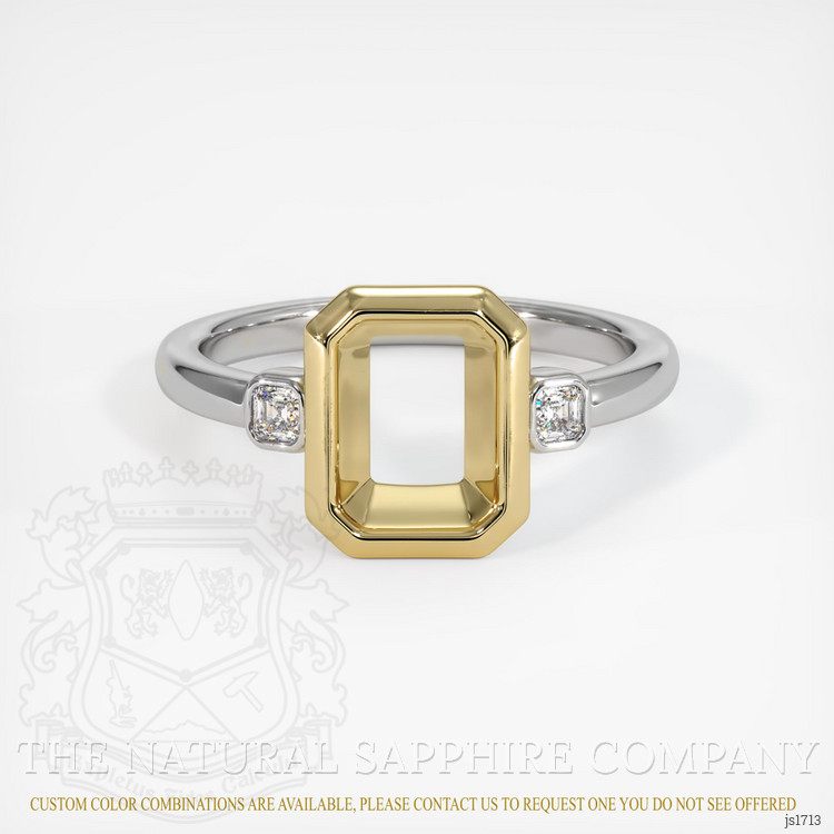 14K Yellow & White Three Stone Ring Setting