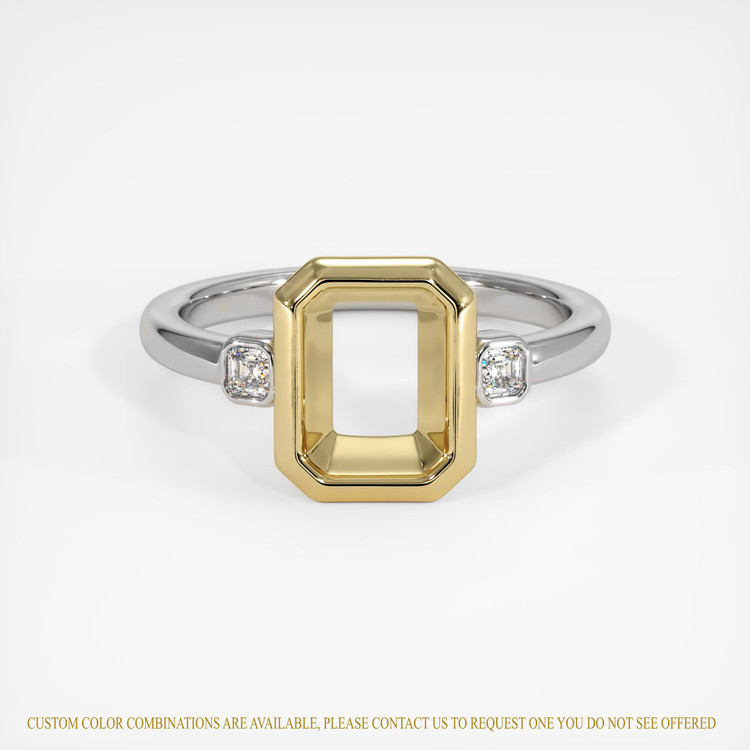 14K Yellow & White Three Stone Ring Setting