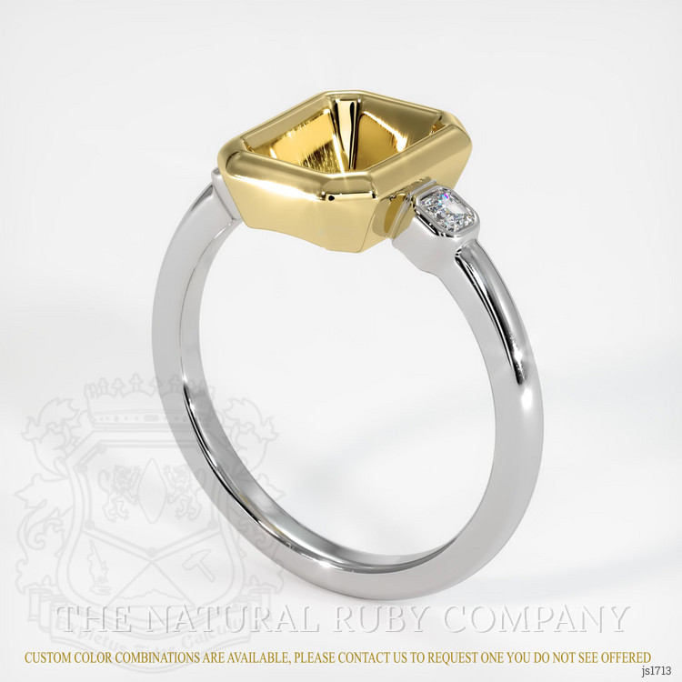 18K Yellow & White Three Stone Ring Setting