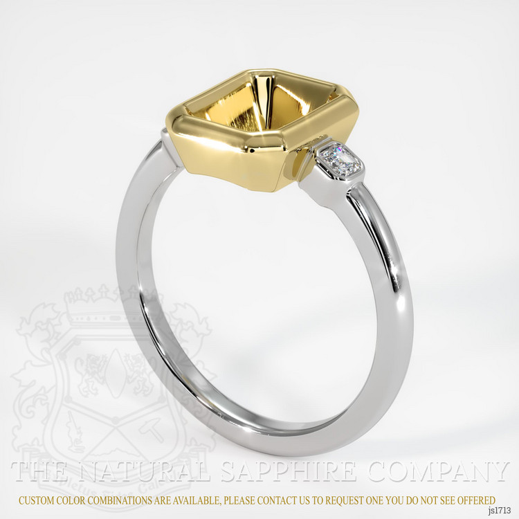 18K Yellow & White Three Stone Ring Setting