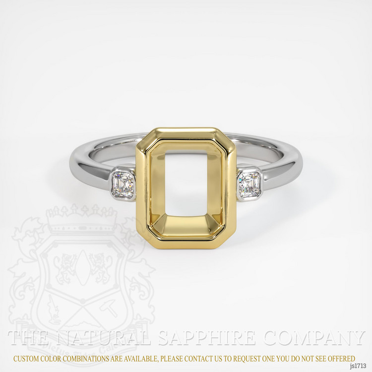 18K Yellow & White Three Stone Ring Setting