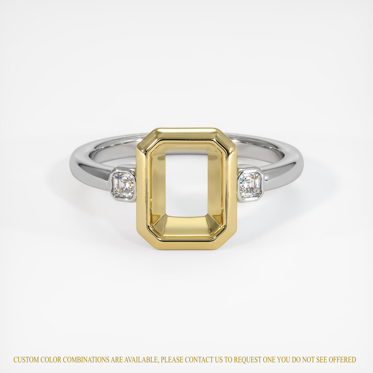 18K Yellow & White Three Stone Ring Setting