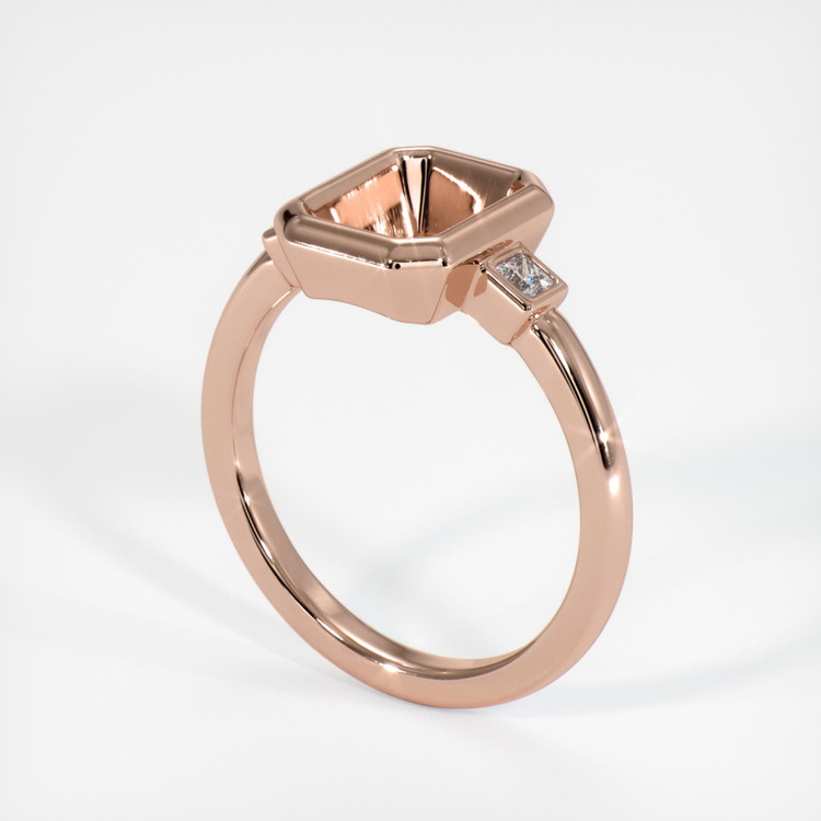 14K Rose Gold Three Stone Ring Setting