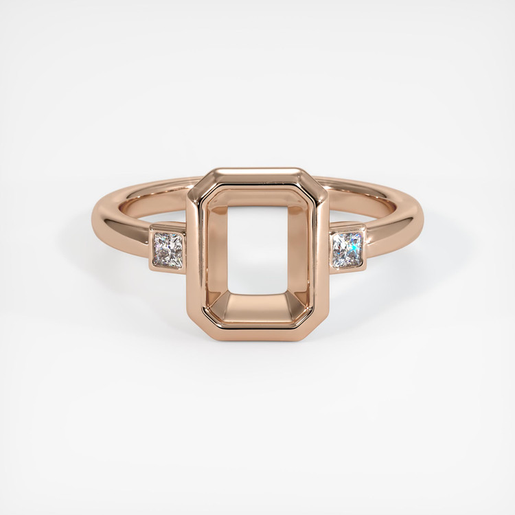 14K Rose Gold Three Stone Ring Setting